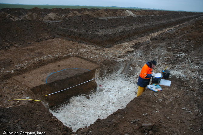 Relev&eacute; de la coupe effectu&eacute;e dans un silo d&eacute;couvert dans une tranch&eacute;e de diagnostic.