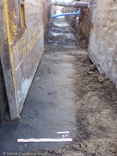 Traces de b&ucirc;chers fun&eacute;raires , 1er-2e si&egrave;cle sur le site de la n&eacute;cropole gallo-romaine de Mac&ocirc;n (Sa&ocirc;ne-et-Loire).