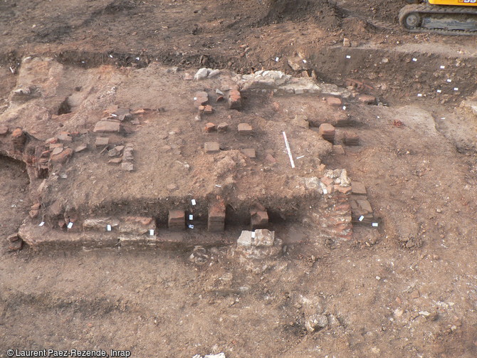 Vue g&eacute;n&eacute;rale des thermes gallo-romains &agrave; Porbail (Manche).