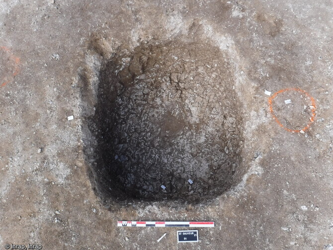 Cave ou cellier d'&eacute;poque romaine mis au jour lors de la fouille de 2021 &agrave; Saint-Sauveur (Somme).