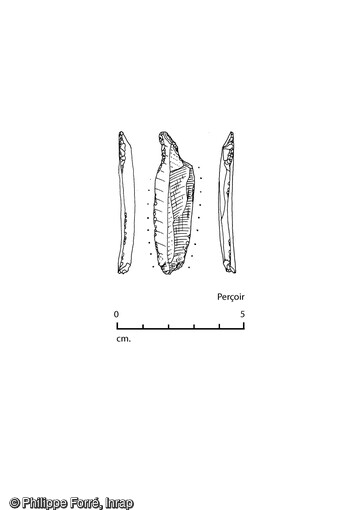 Perçoir découvert sur le site de Louviers (Eure) en 2023. Des vestiges du Paléolithique y ont été mis au jour.