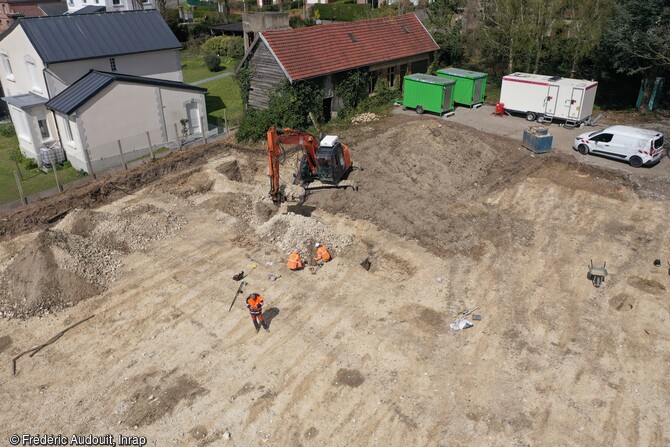 Vue de la partie septentrionale de la fouille de l'établissement antique de Sainte-Catherine (Pas-de-Calais).