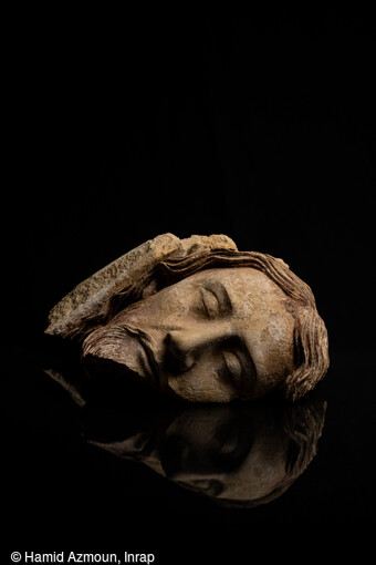 T&ecirc;te de Christ aux yeux clos, fouille Inrap Notre-Dame de Paris 2022&nbsp;