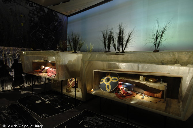   Exposition Nos anc&ecirc;tres les Barbares &agrave; Saint-Dizier.Reconstitution des s&eacute;pultures aristocratiques de Saint-Dizier datant du VIe si&egrave;cle de notre &egrave;re.    