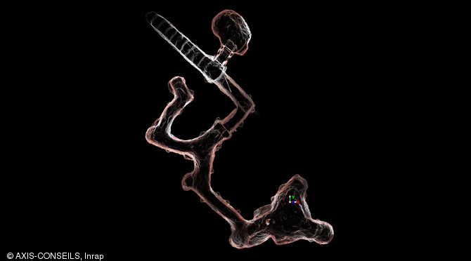 Orthoplan du souterrain de Sublaines (Indre-et-Loire), 2013. Le souterrain se développe sur plus de quinze mètres linéaires.