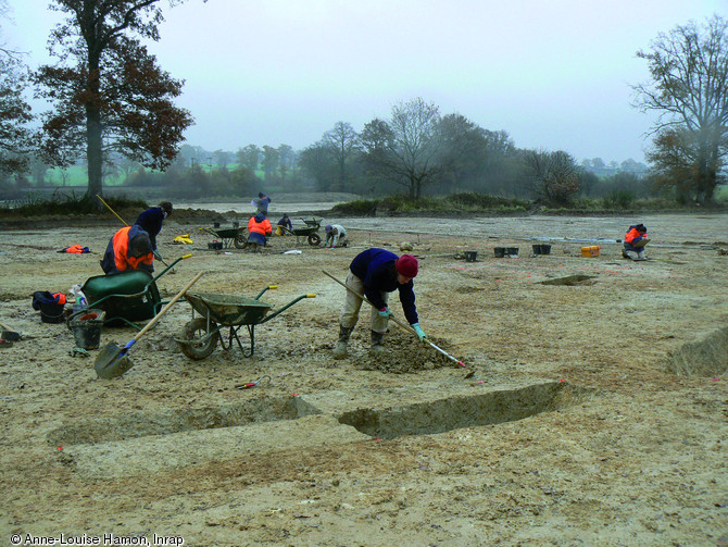 Le site de la Grande Haie en cours de fouille, IIe-Ier&nbsp;s. avant notre &egrave;re, Vitr&eacute; (Ille-et-Vilaine), 2007.