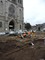 Vue du chantier de fouille de l'ancienne &eacute;glise Saint-Germain du XVIIIe si&egrave;cle d&eacute;truite en 1924, au pied de l'&eacute;glise actuelle &agrave; Flers (Orne), 2014.